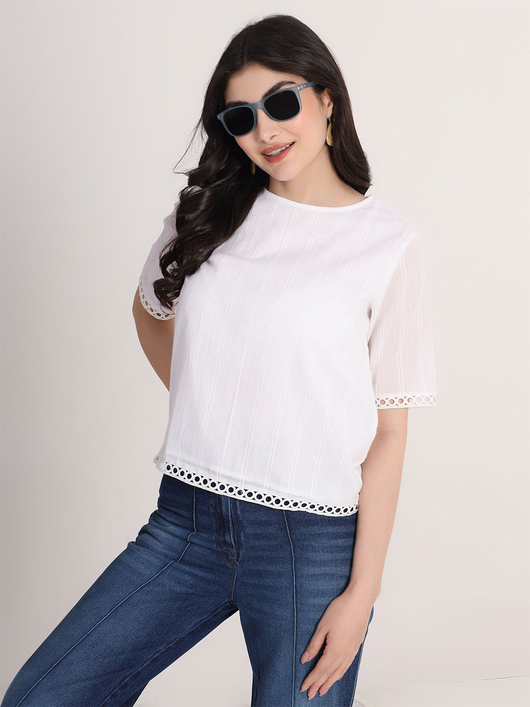 Justin Whyte Lace Inserts Cotton Top