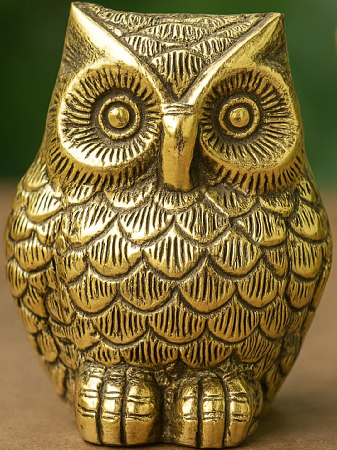 Ekhasa Pure Brass Golden Owl Showpiece