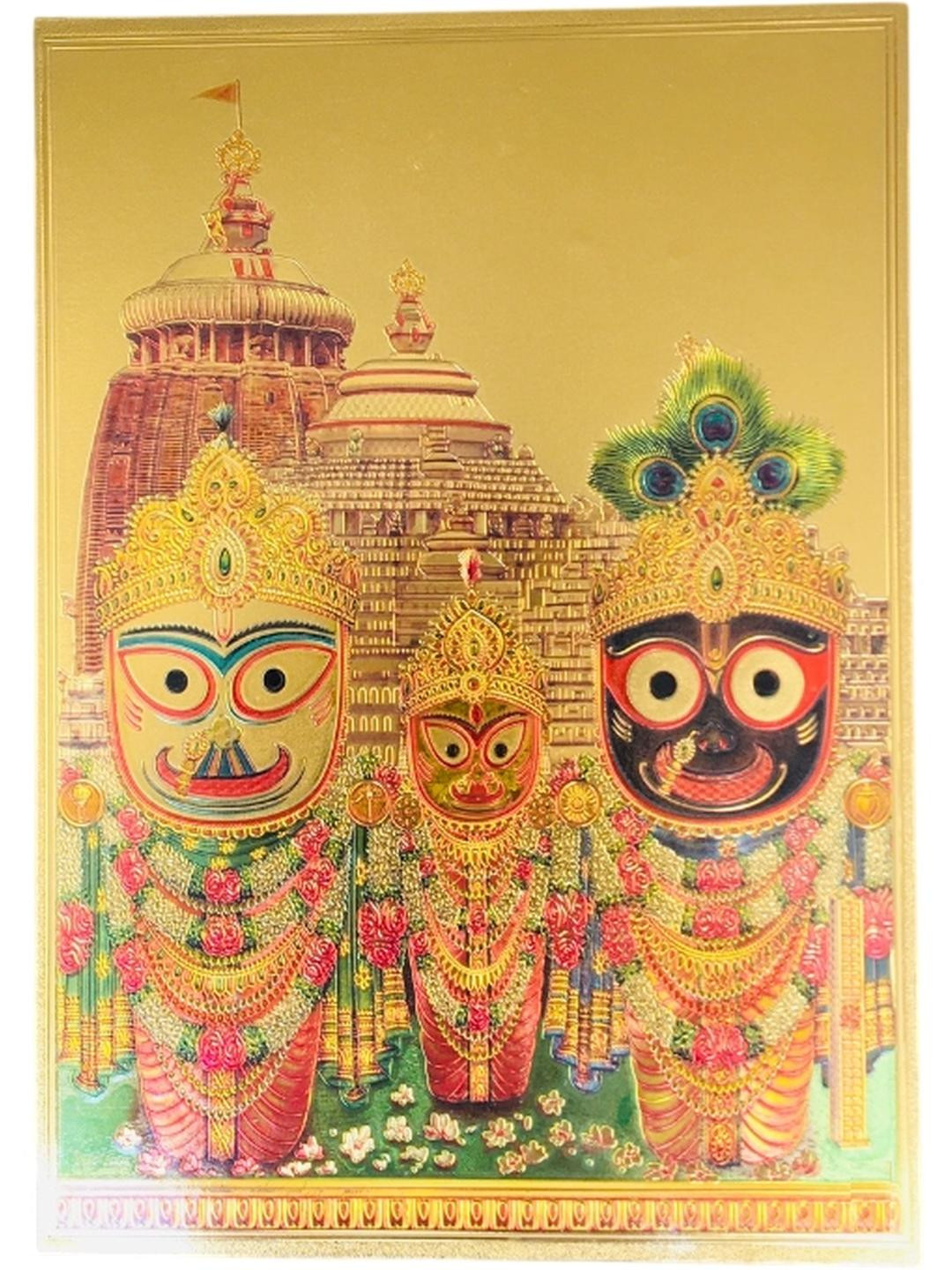 SHOP BY ROOM Lord Jaganath Wood Matte Hanging Pooja Room Spiritual Wall Decor-12In