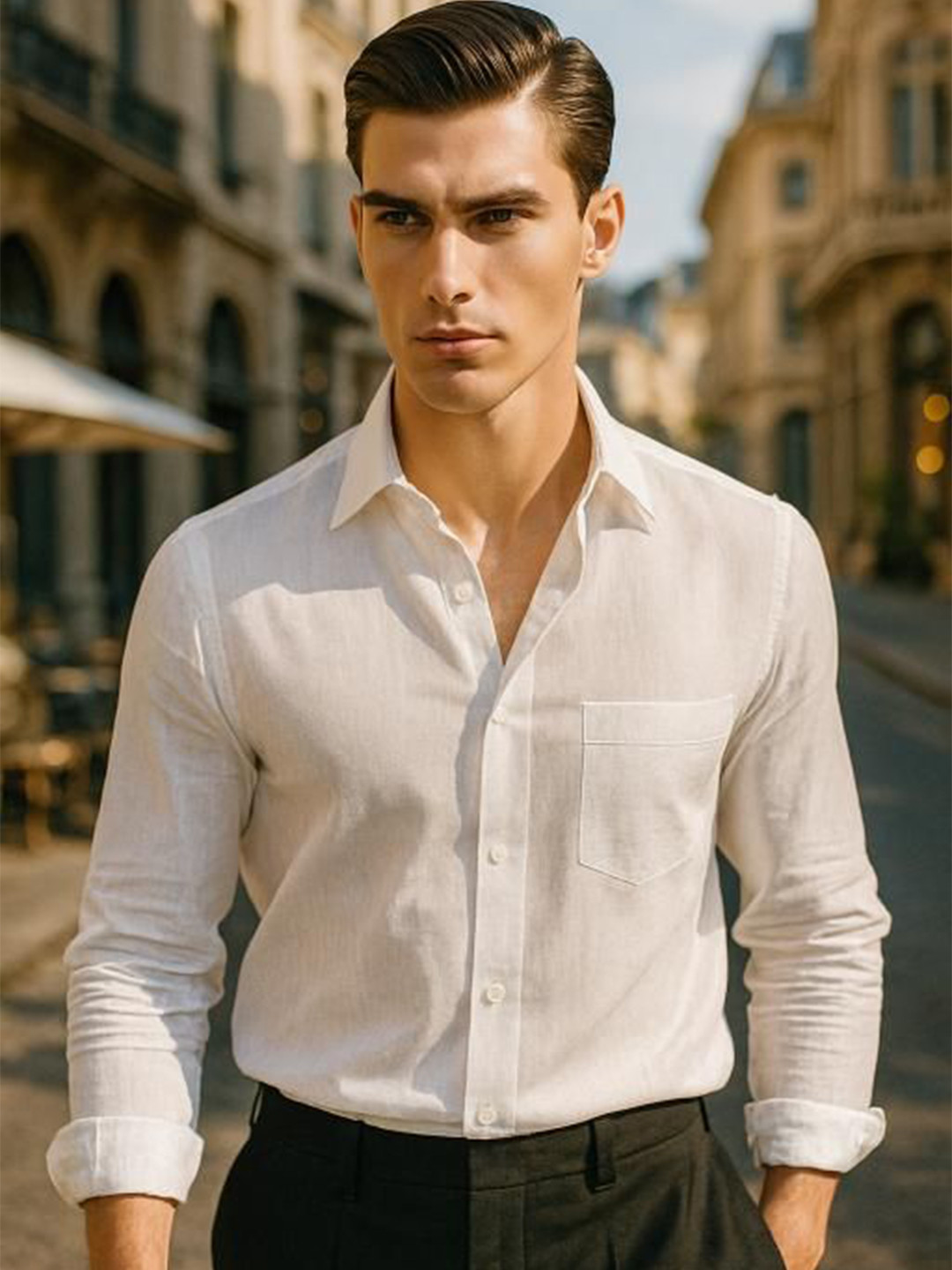 TRYBUY.IN Smart Semi Sheer Paper Cotton Formal Shirt