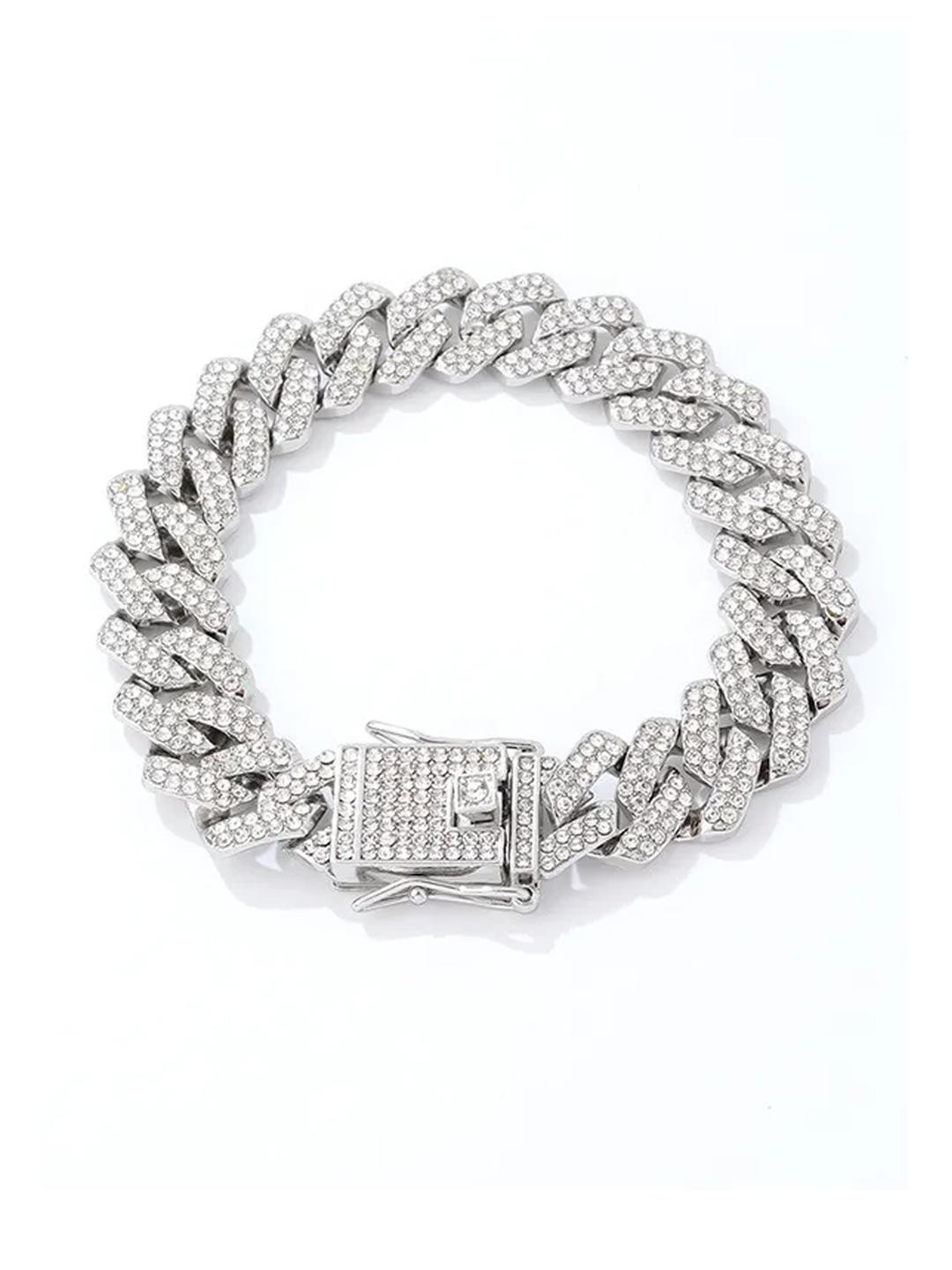 PIXFLIK Men Stainless Steel Diamond Bracelet