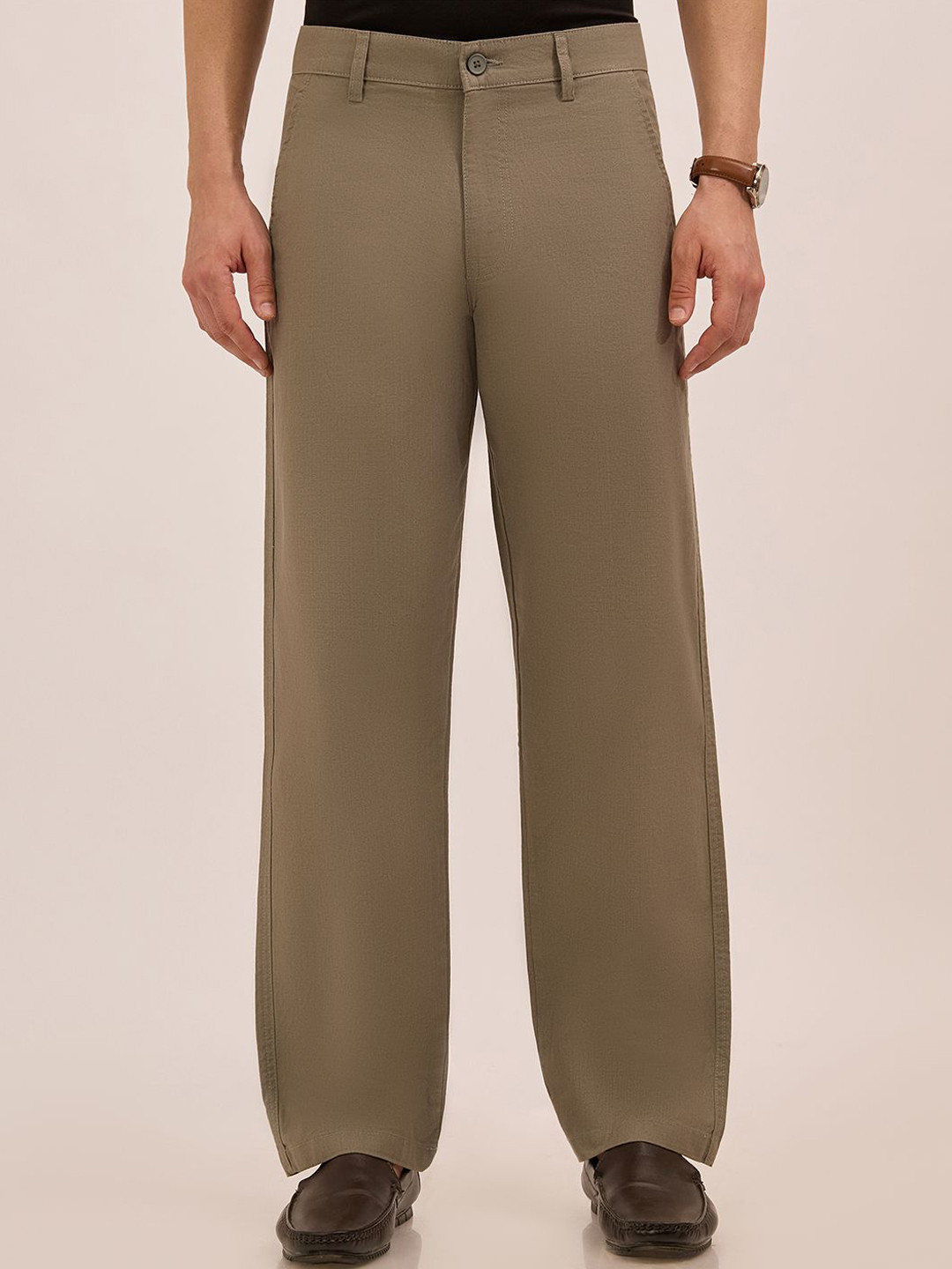 Espanshe Men Solid Mid-Rise Regular Fit Comfort Trousers