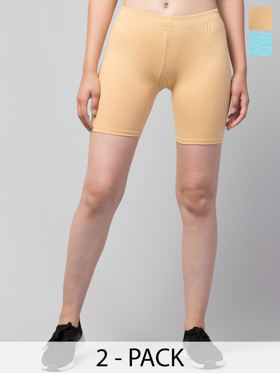 CKARFE Women Pack Of 2 Skinny Fit Sports Shorts