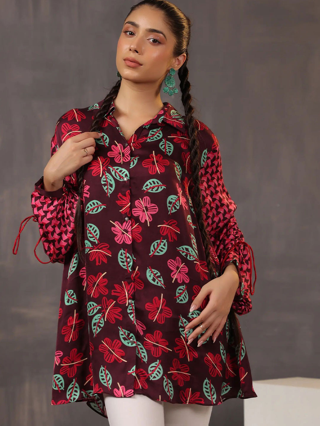 NILIMA CREATIONS Women Floral Print Shirt Style Top