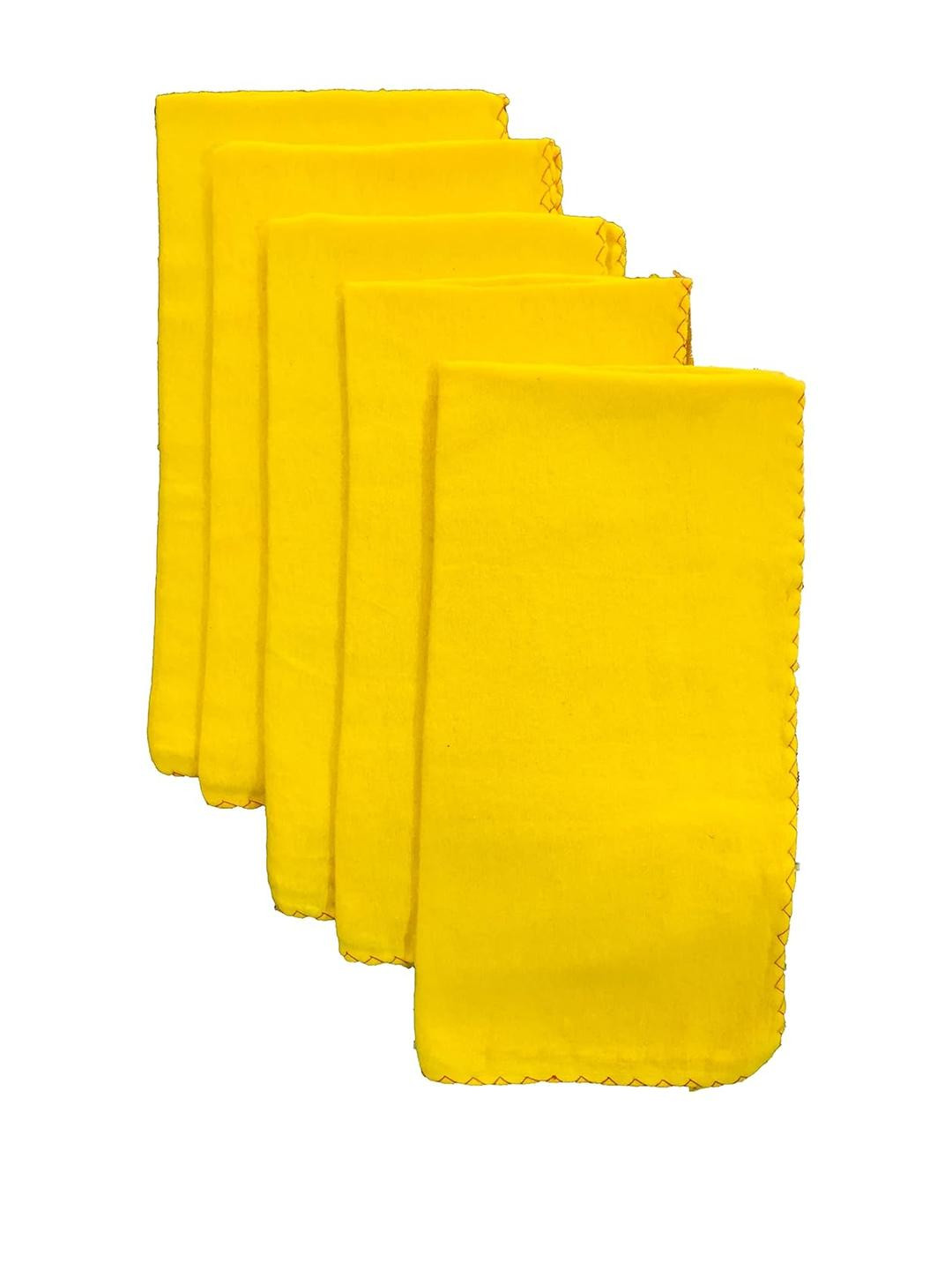 SHOP BY ROOM Set Of 5 Yellow Solid Cleaning Cloth
