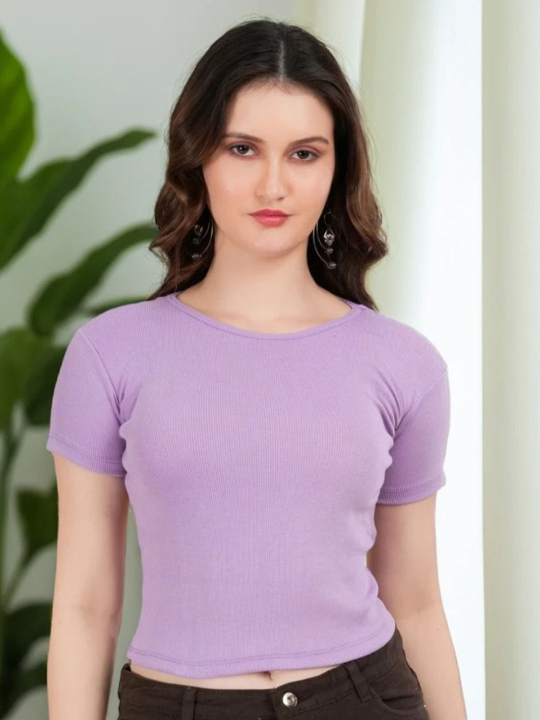 TEEMOODS Women Ribbed Cotton Crop Top