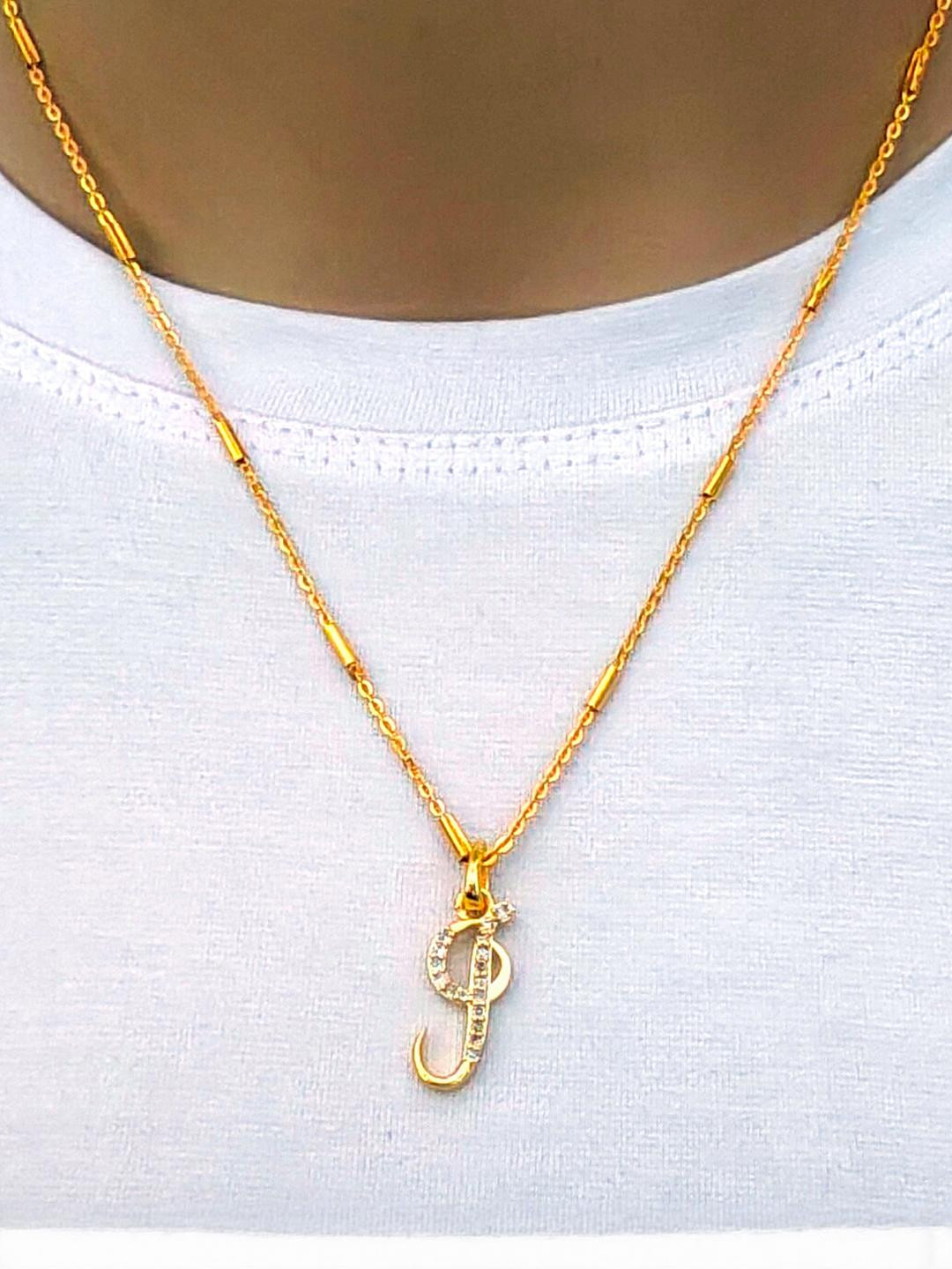 CLONEO Gold-Plated Alloy Pendants with Chains Has letter g