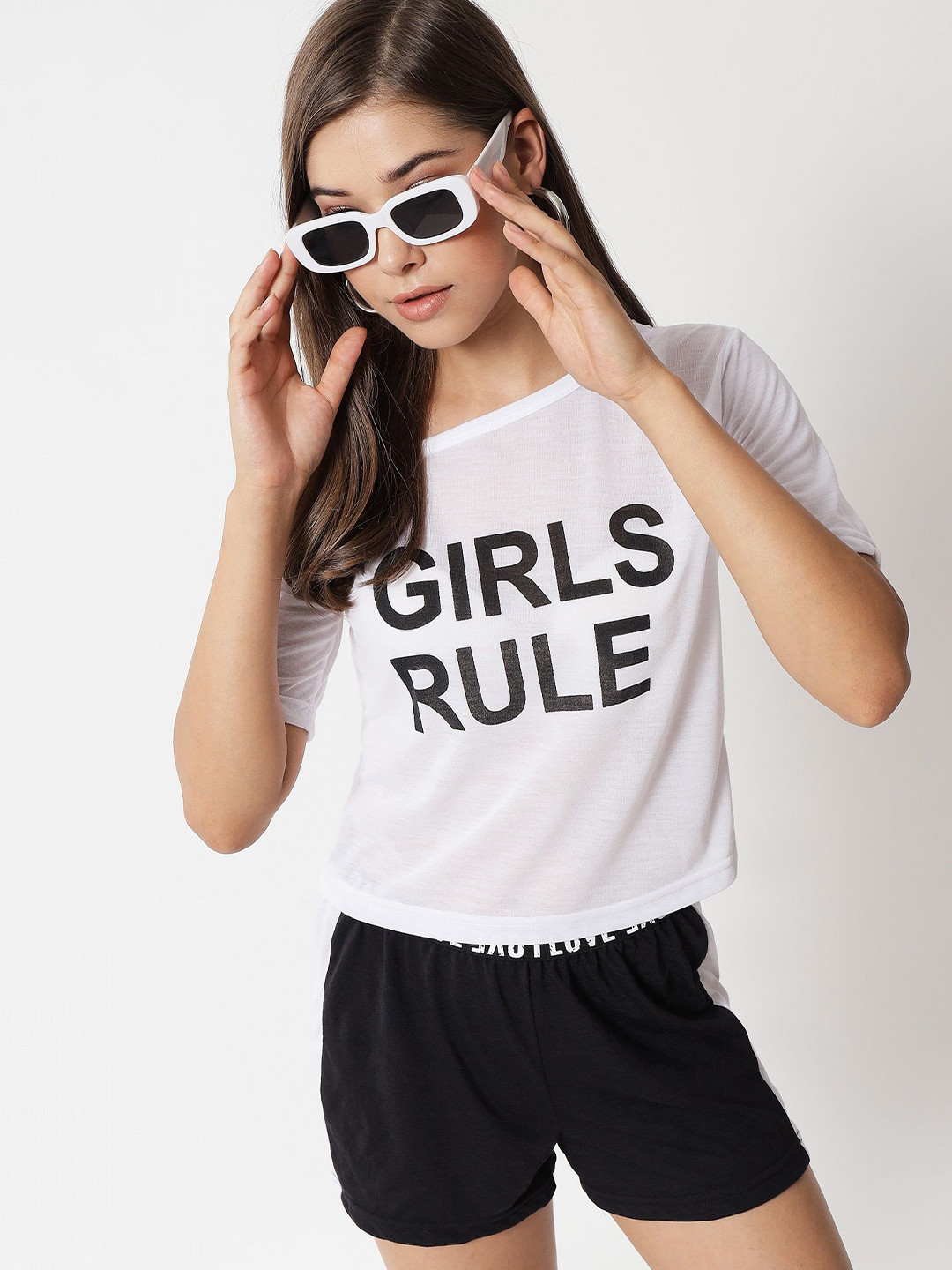 Raabta Fashion Women Printed One Shoulder Block Print Top