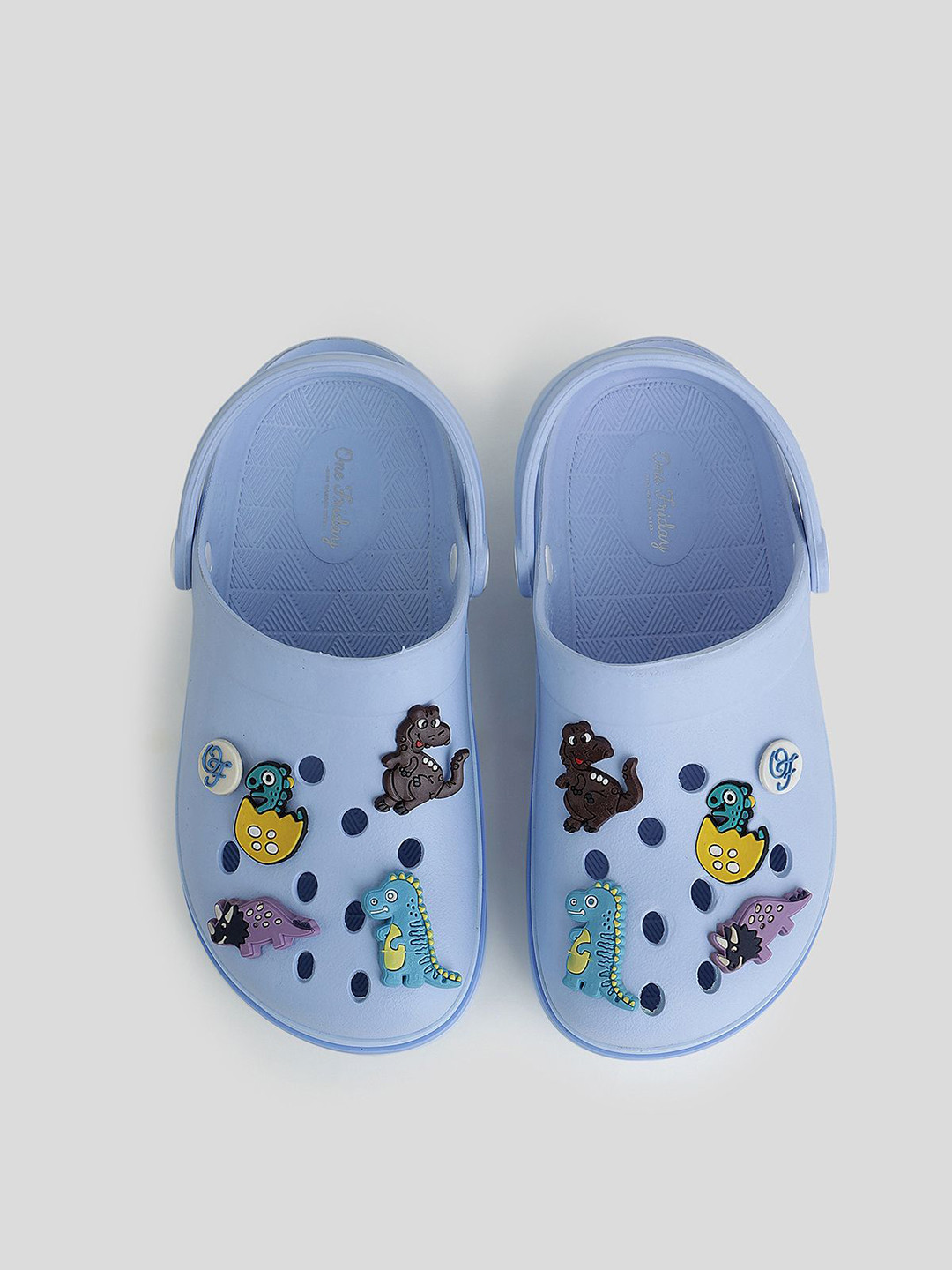 One Friday Boys Self Design 3D Dino Charms Rubber Clogs