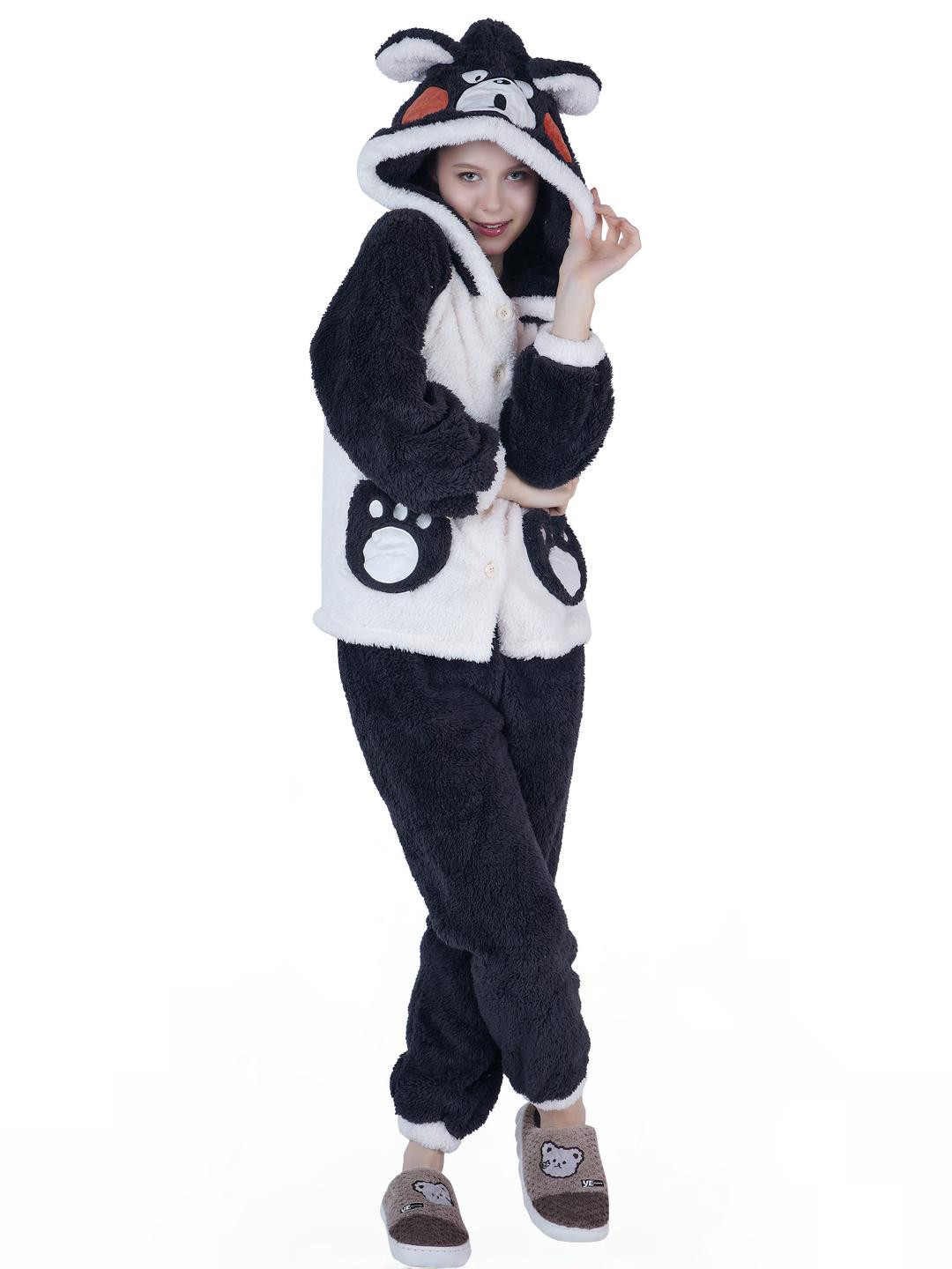 Kwikk Unisex Kids Black & White Hoodie T-shirt with Pyjamas