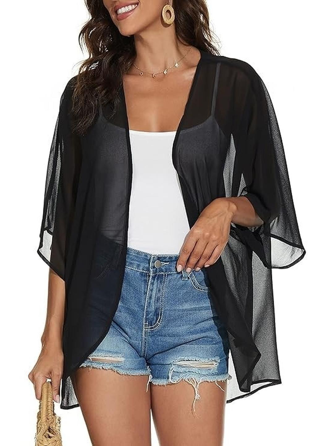 Dahr Women Chiffon Kimono Beach Cover Up Cardigan