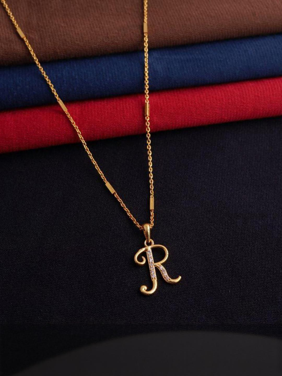 CLONEO  Gold-Plated R Alphabet Artificial Stone Pendants