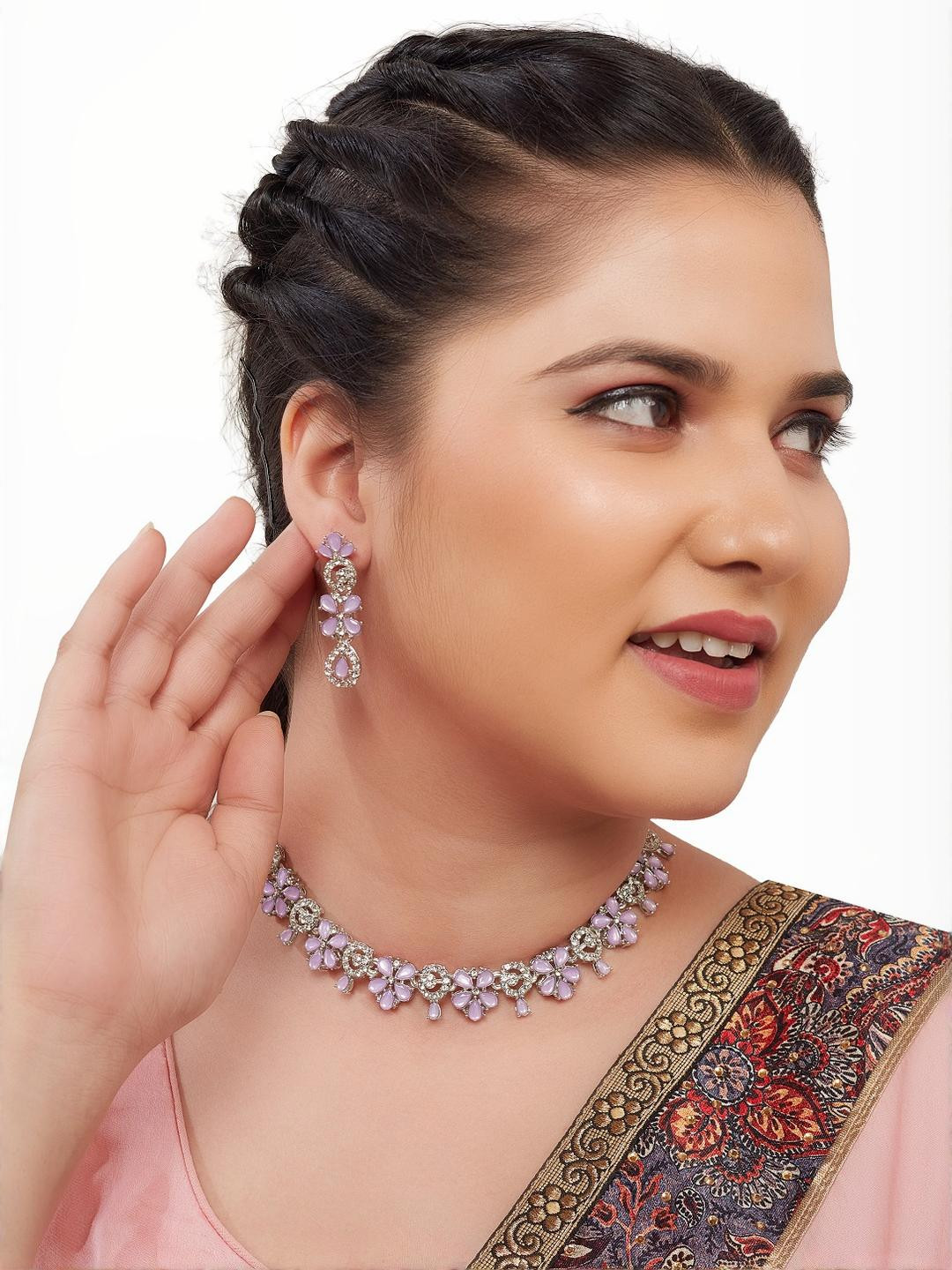 R A Enterprises Rhodium-Plated Alloy Jewellery Set