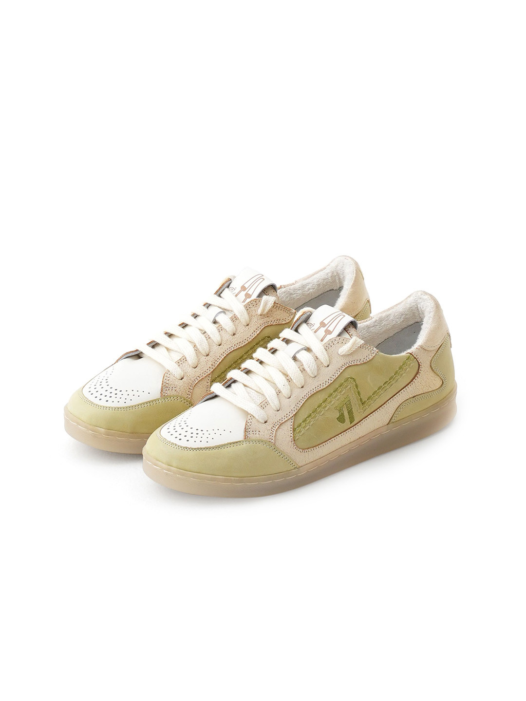 GULLY LABS Kulfi Pista Women Leather Round Toe Lace-Ups Sneakers