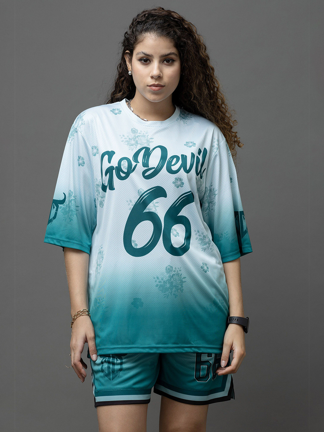 GO DEVIL 66 Printed Round Neck T-Shirt With Shorts Co-Ords