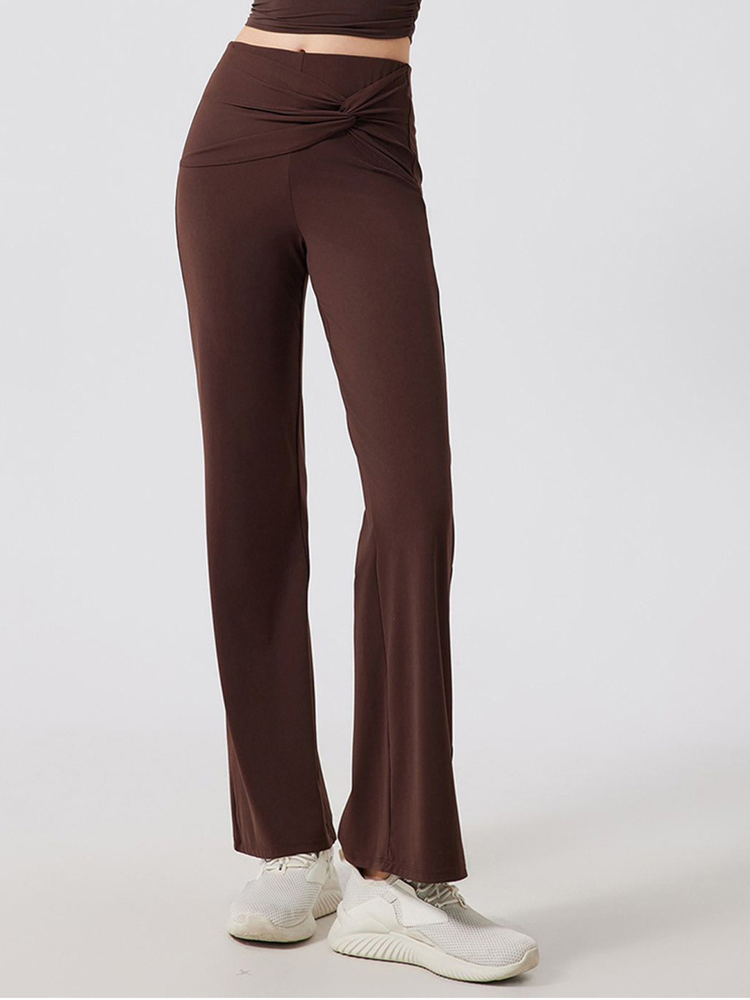 LULU & SKY Women Mocha Mousse Casual Flared Bootcut Trousers