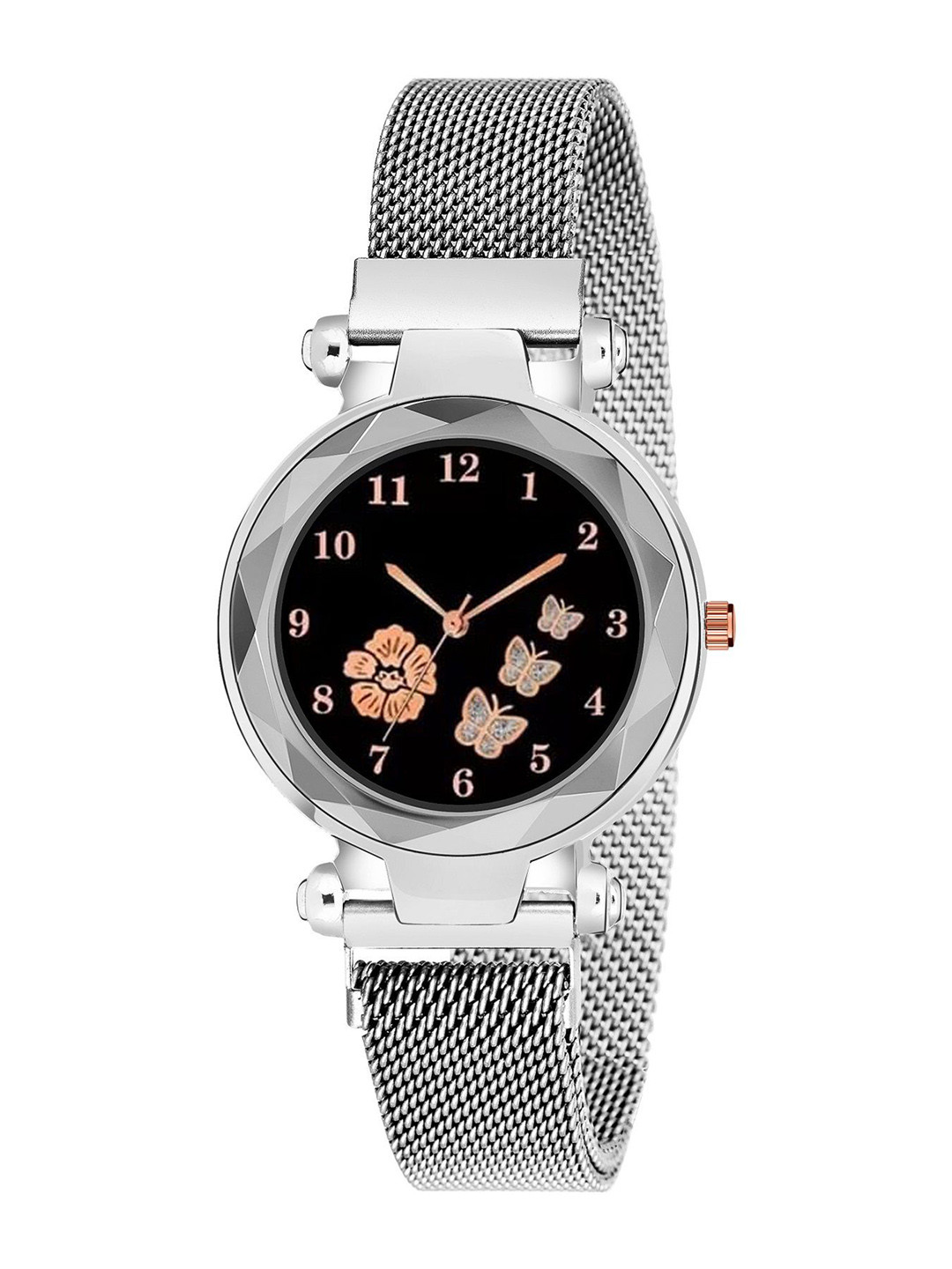 CERO Kids Printed Dial & Bracelet Style Magnetic Strap Analogue Watch FBF-Magnet-Silver