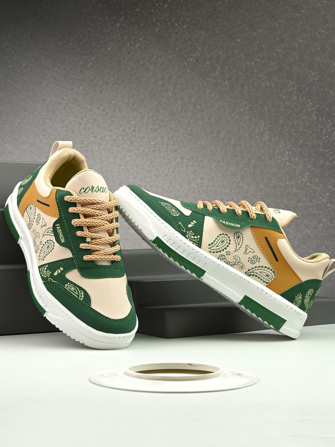 Corsac Flower Men Colourblocked Lace-Ups Sneakers