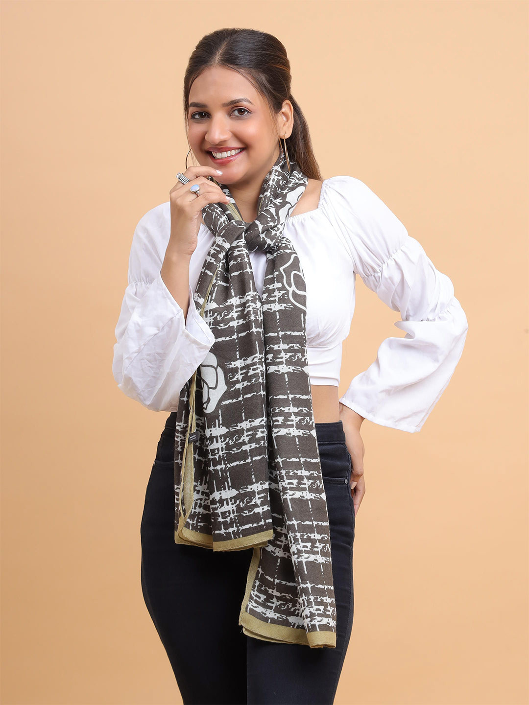 Moda Chales Women Rose Printed Stoles