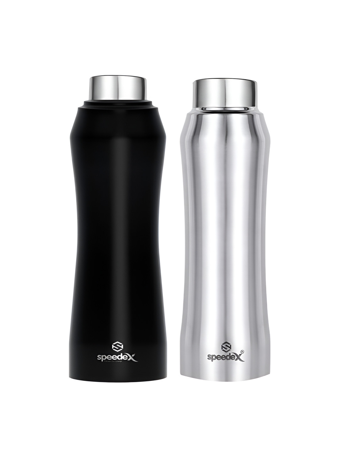 Speedex Black & Silver 2 Pieces Stainless Steel Water Bottle - 1000 ml Each