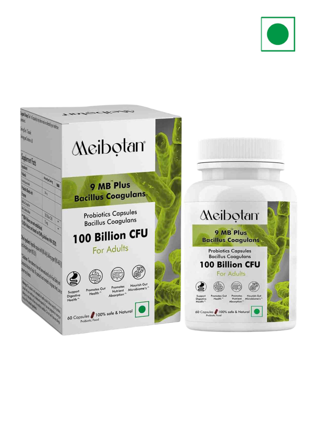 Meibotan 9 MB Plus Bacillus Coagulans 100 Billion CFU Capsules - 60 Capsules