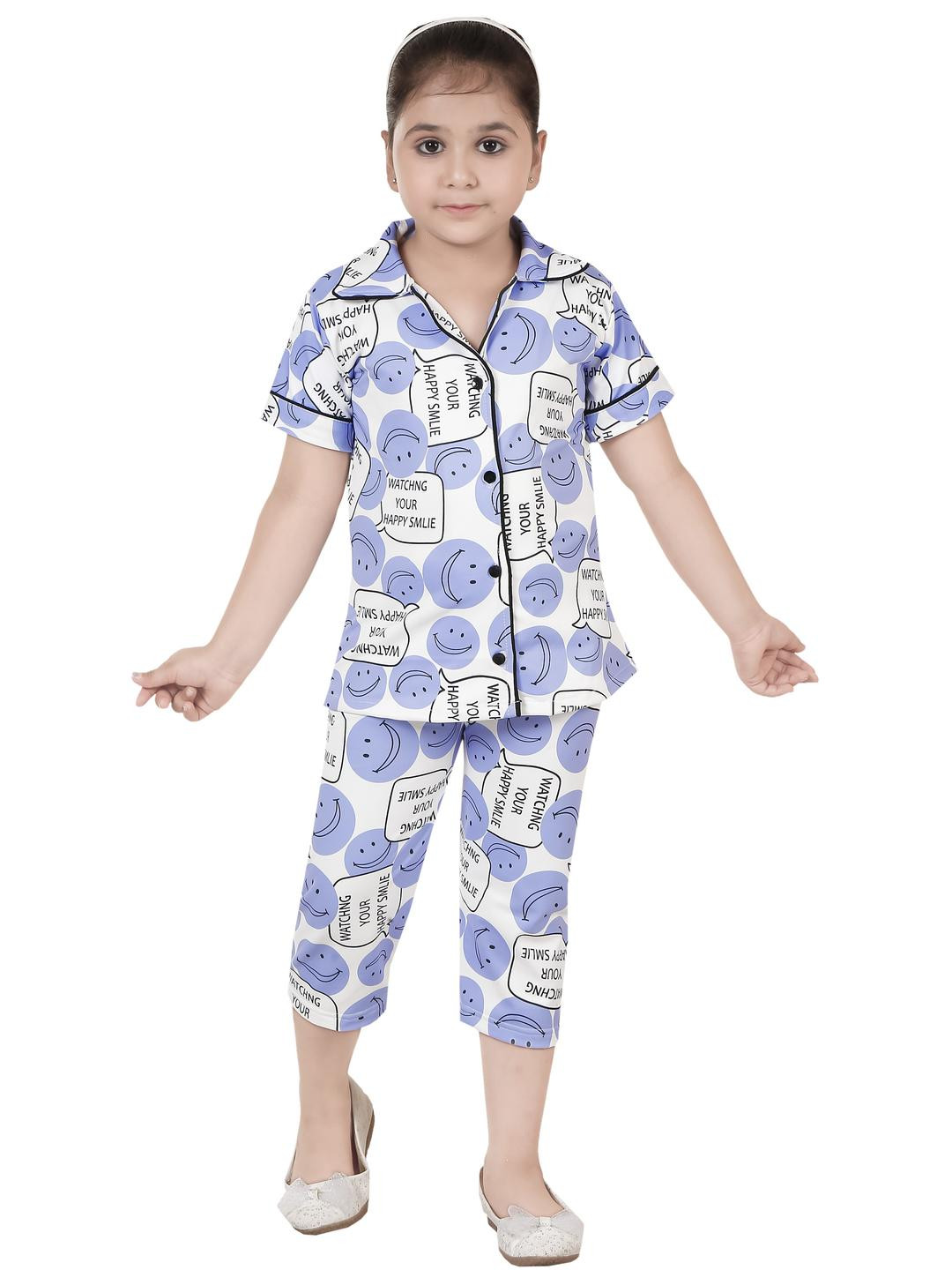 KJD Girls Conversational Printed Night suit