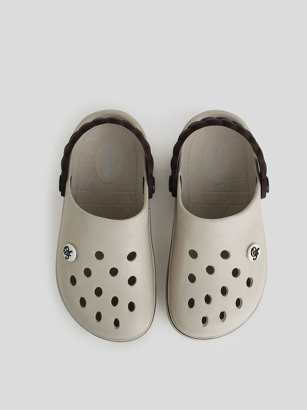 One Friday Girls Lightweight & Comfortable Rubber Clogs with Braided Mocha Strap