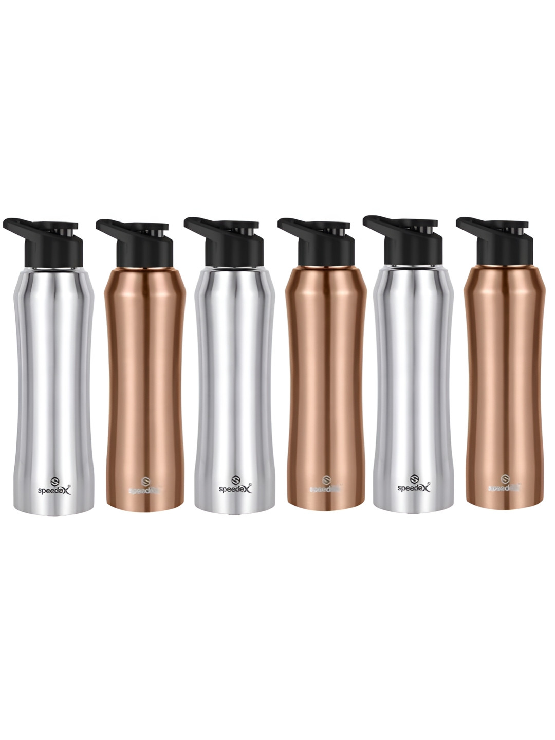 Speedex Silver & Copper 6 Pieces Stainless Steel Water Bottle - 1000 ml Each