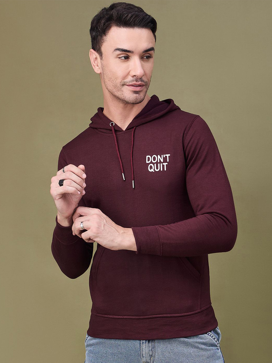 f Gallery Men Printed Hooded Sweatshirt