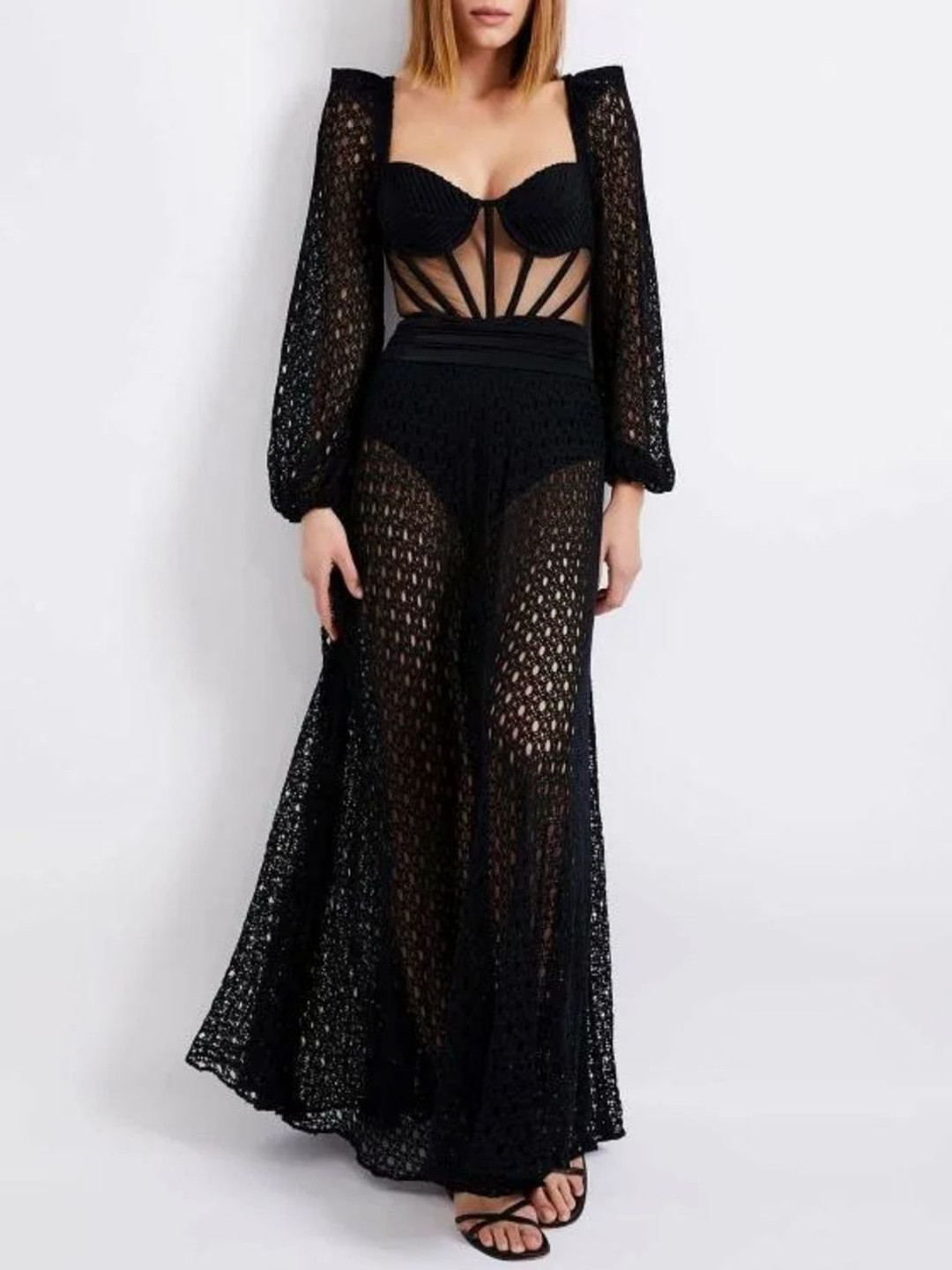 Miss Mosa By Akanksha  Laurel Statement Beach Dress-Swimsuit With Attached Skirt-Resortwear