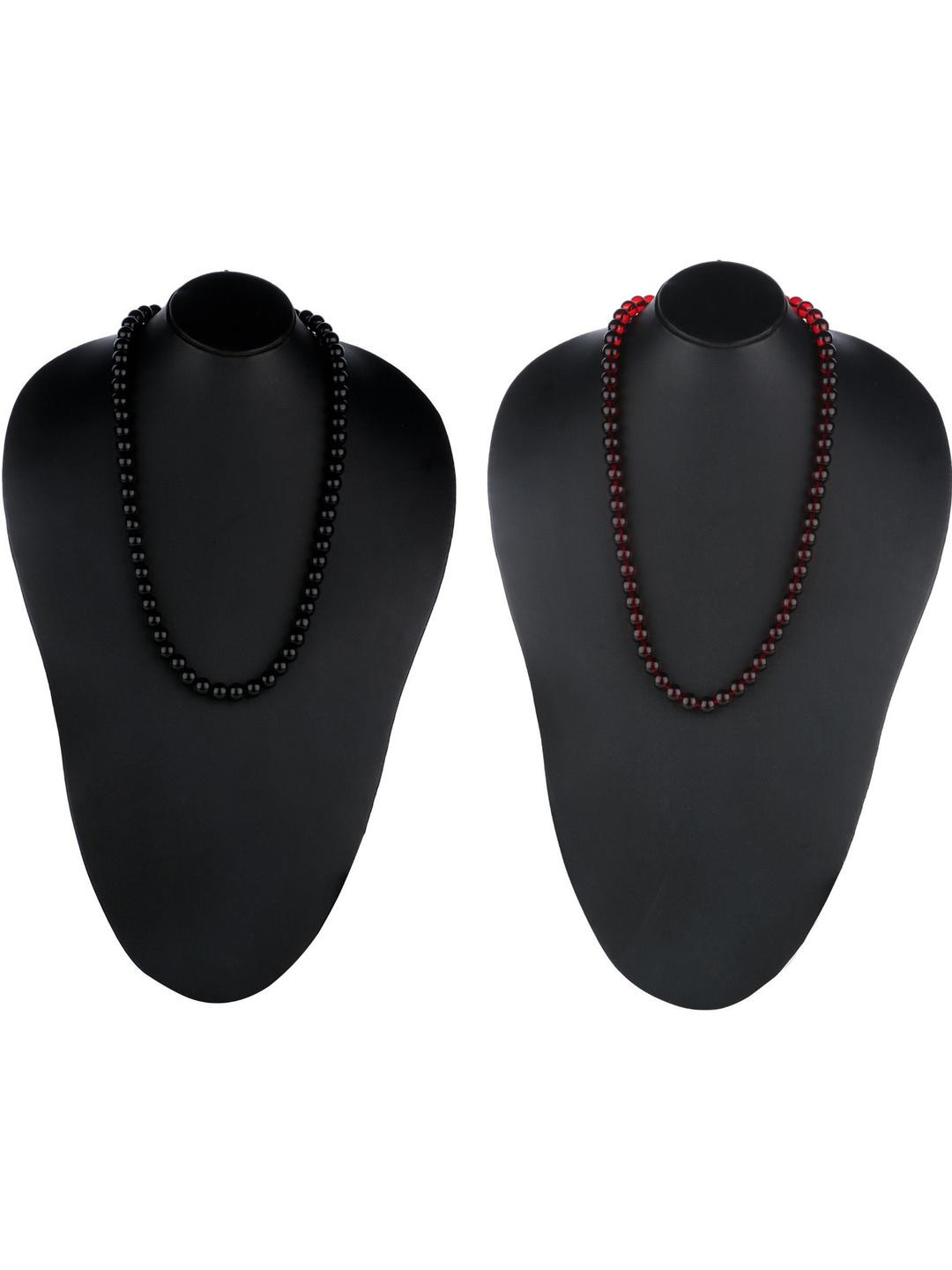 19TH JULY JEWELS Unisex 2Piece Maroon And Black Handcrafted  Alloy Minimal Beaded Necklace