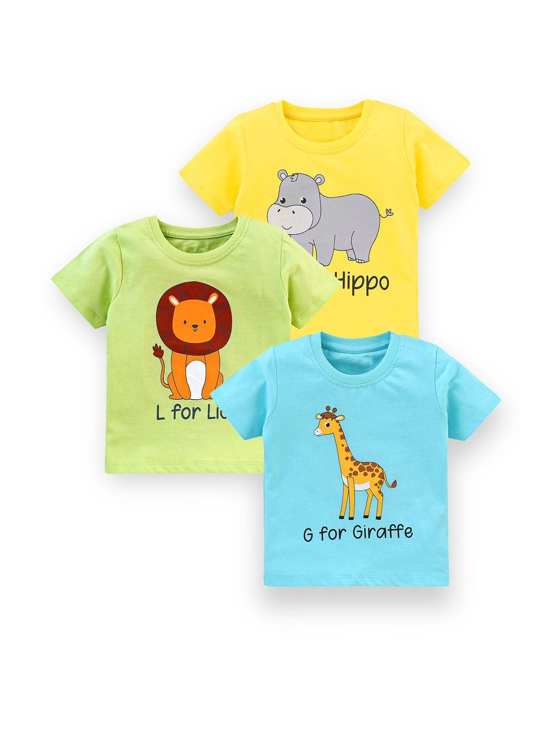 Hexacraft Kids Pack Of 3 Animal Printed T-shirts