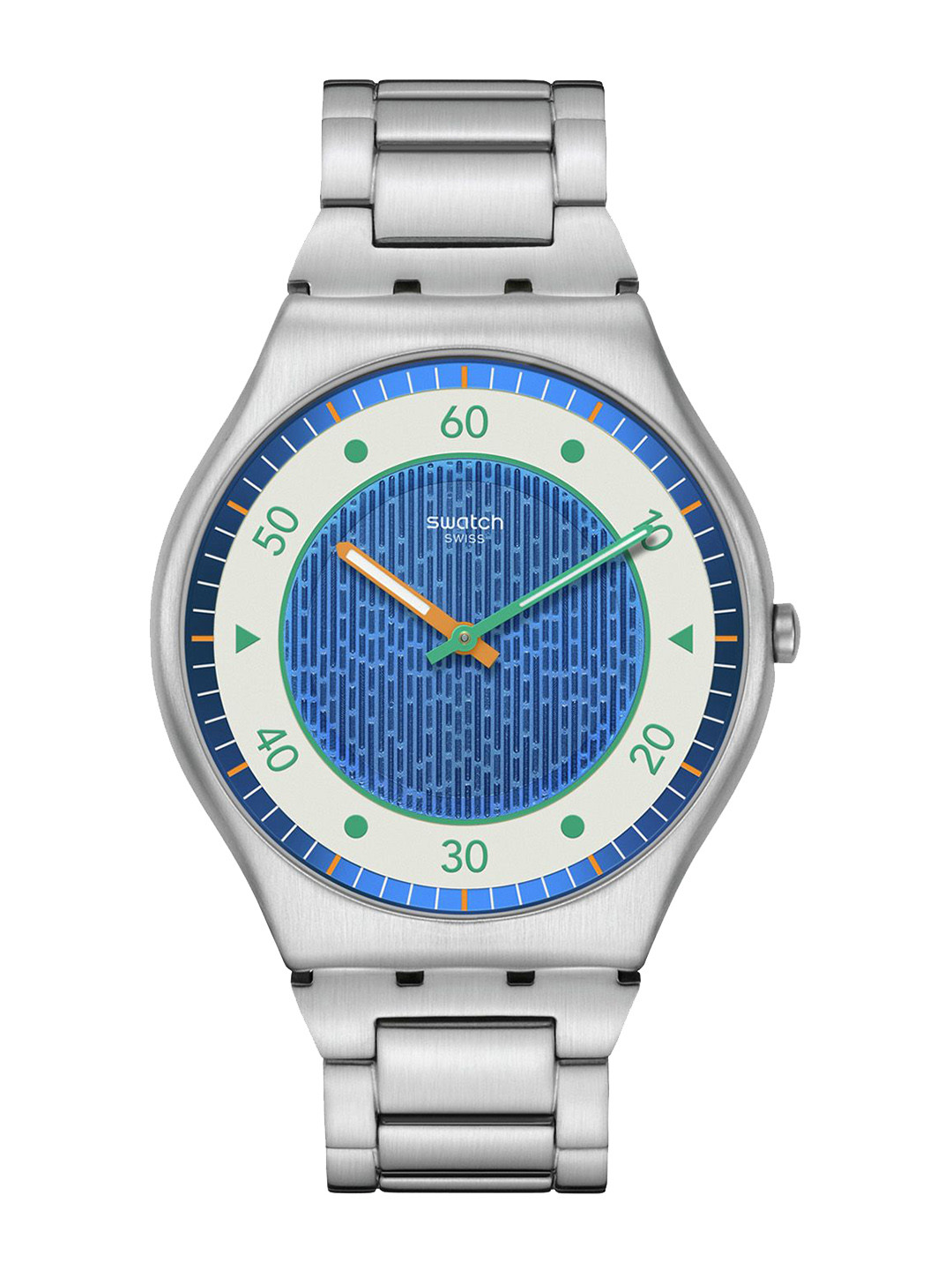 Swatch Men Patterned Dial & Stainless Steel Bracelet Style Straps Analogue Watch SS07S143G