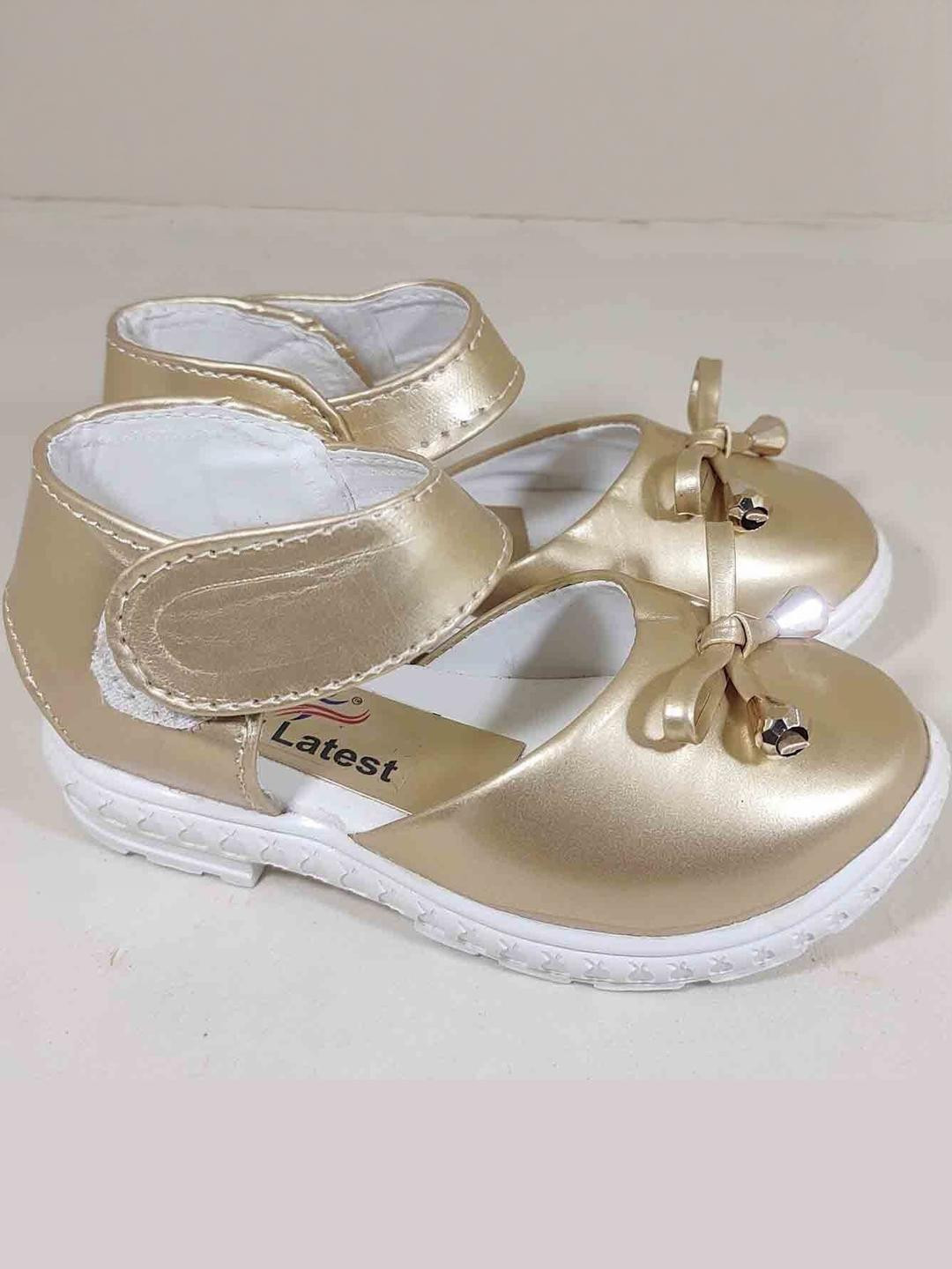 NEW LATEST Girls Gold Leather Velcro Strappy Shoe-Style Sandals