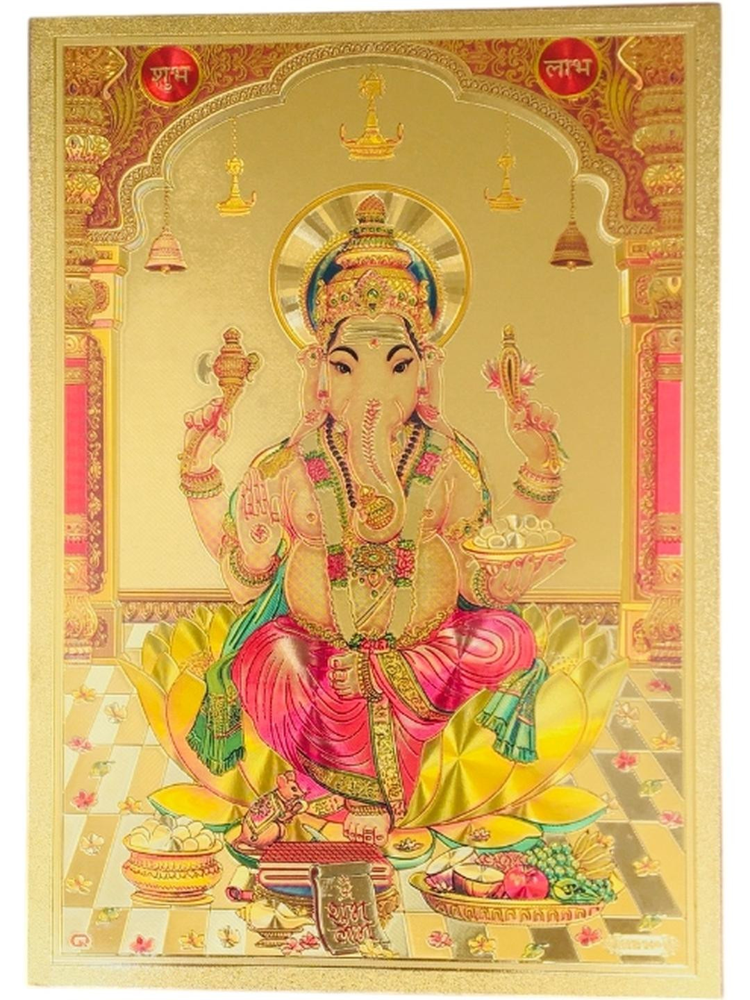 SHOP BY ROOM Laminated Lord Ganesh MDF Glossy Pooja Room Spiritual Wall Decor-8In