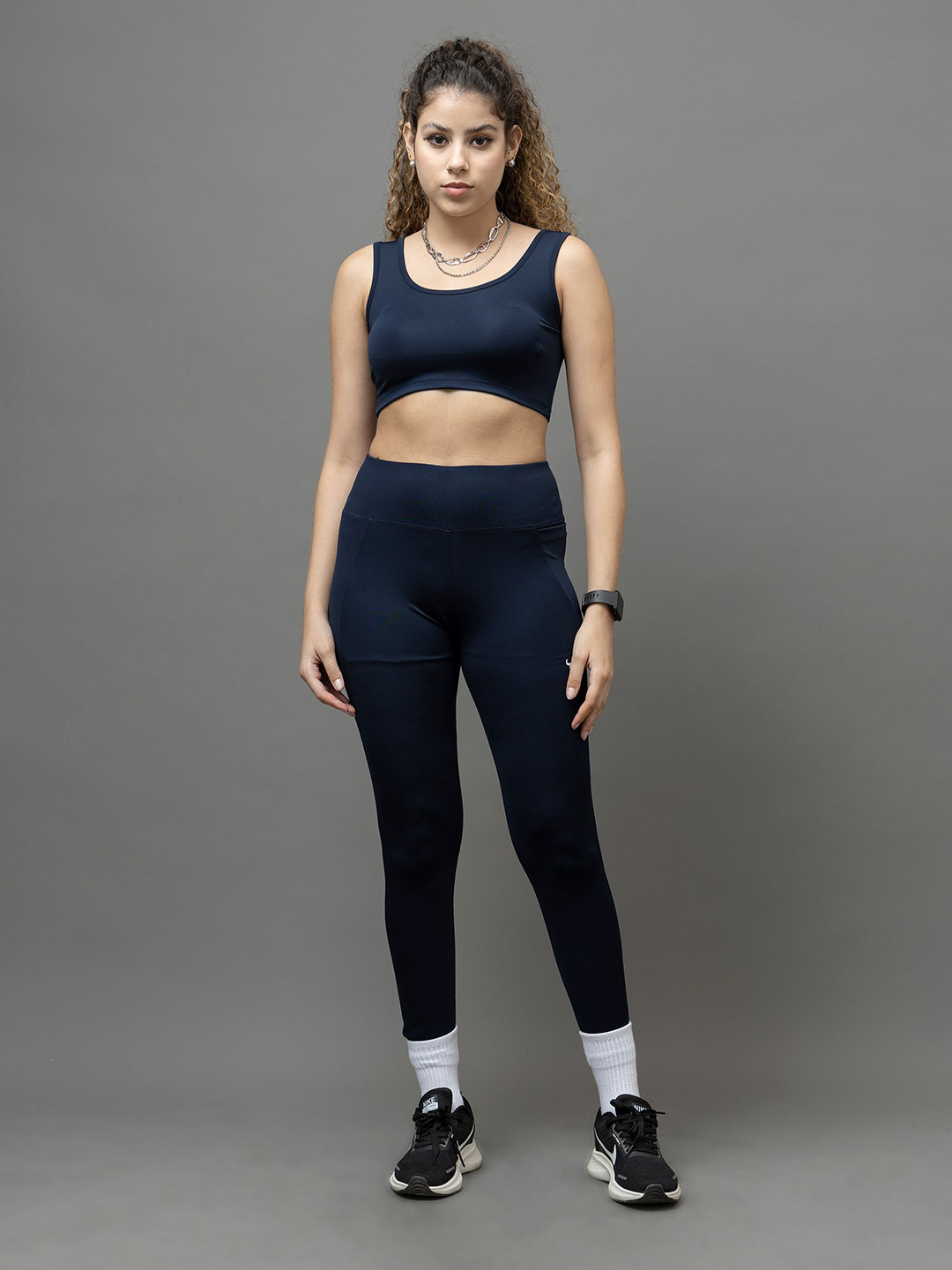 GO DEVIL Round Neck Bra With Tights Co-Ords