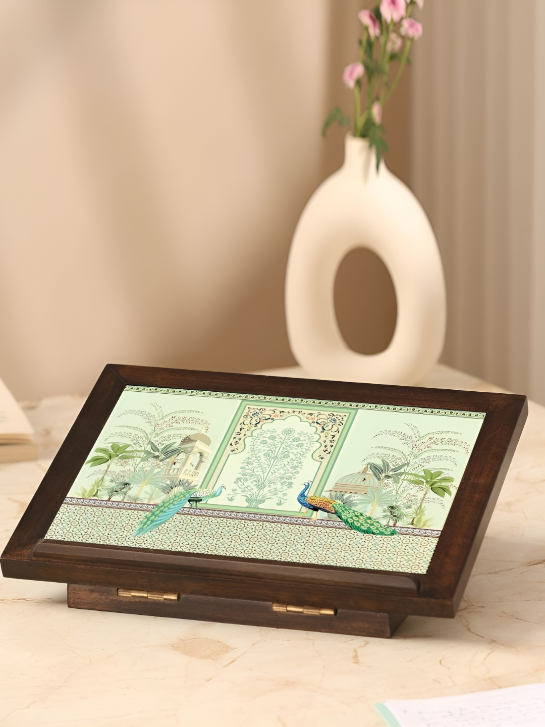 Ritualistic 2Pcs Brown & Green Printed Foldable Laptop Table