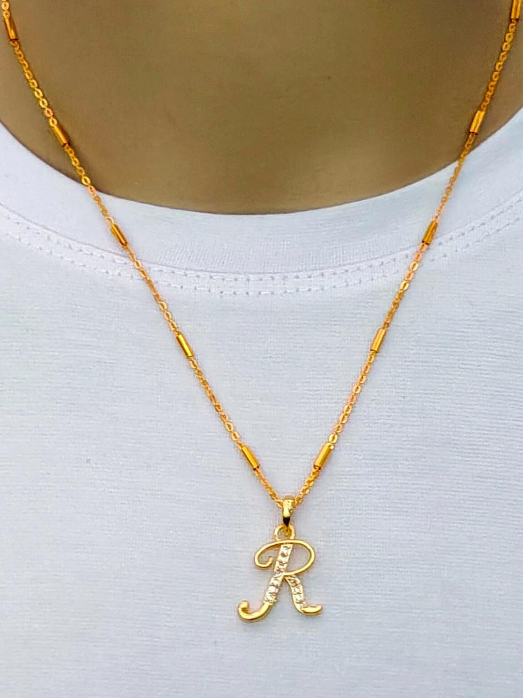 CLONEO   Gold-Plated R Alphabet Artificial Stone Pendants