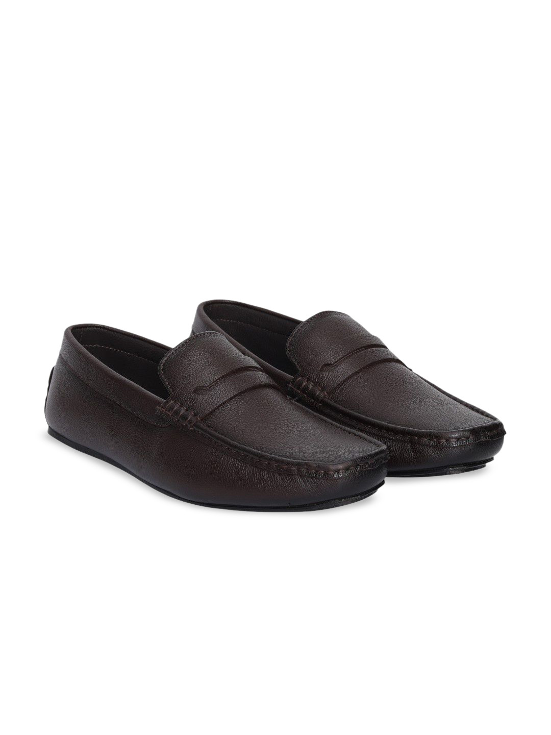 Fresco Italia Men Leather Square Toe Slip-On Shoes