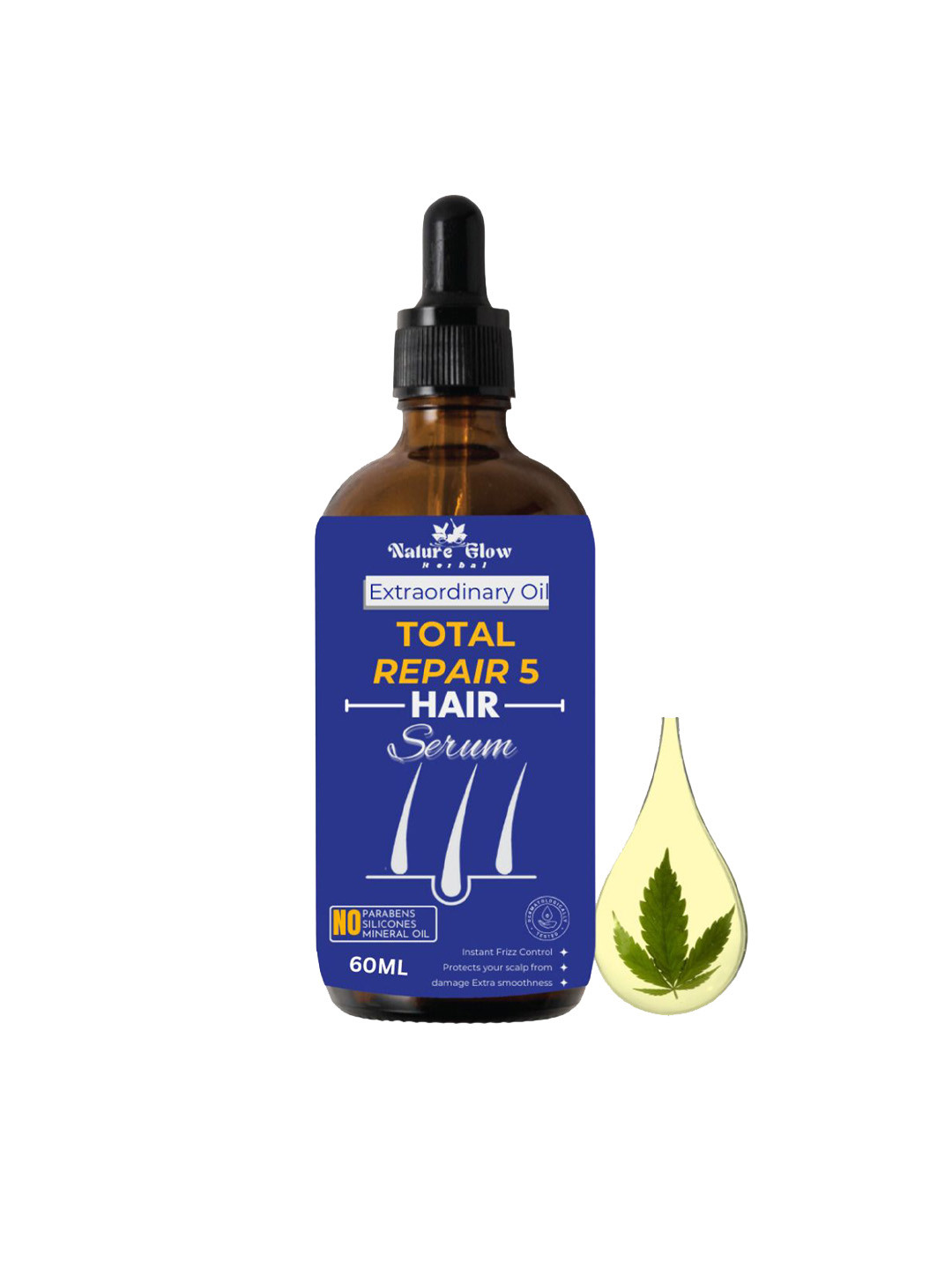 Nature Glow Herbal Total Repair 5 Hair Serum - 60 ml