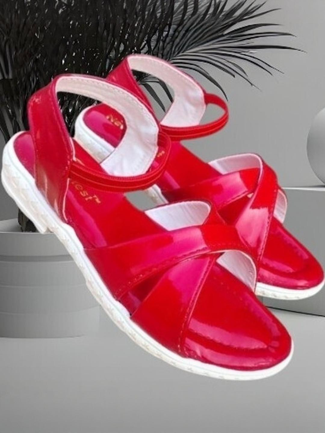 NEW LATEST Girls Red Gladiators Flats