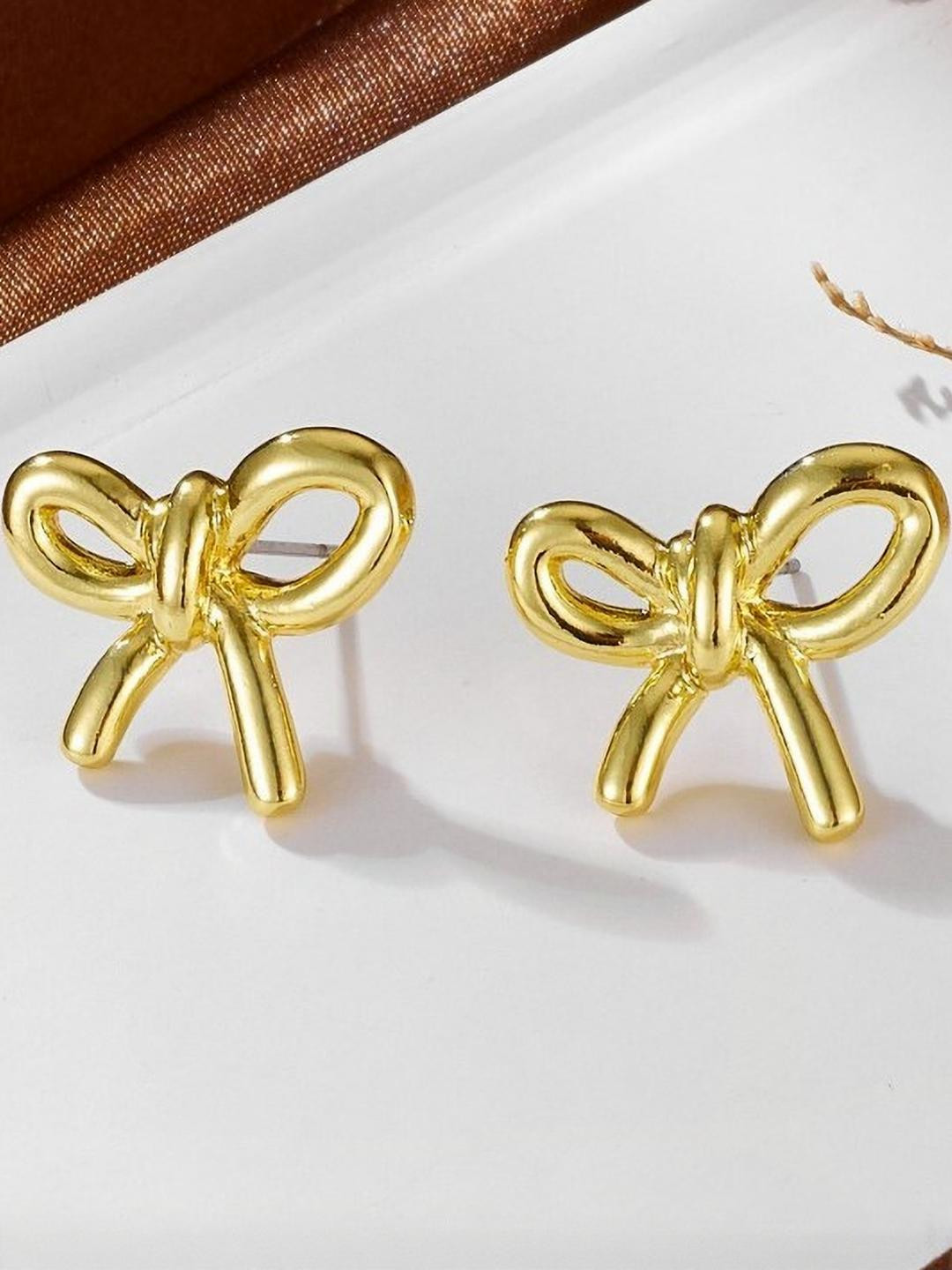 AKISON JEWELS Geometric Gold Studs Earrings