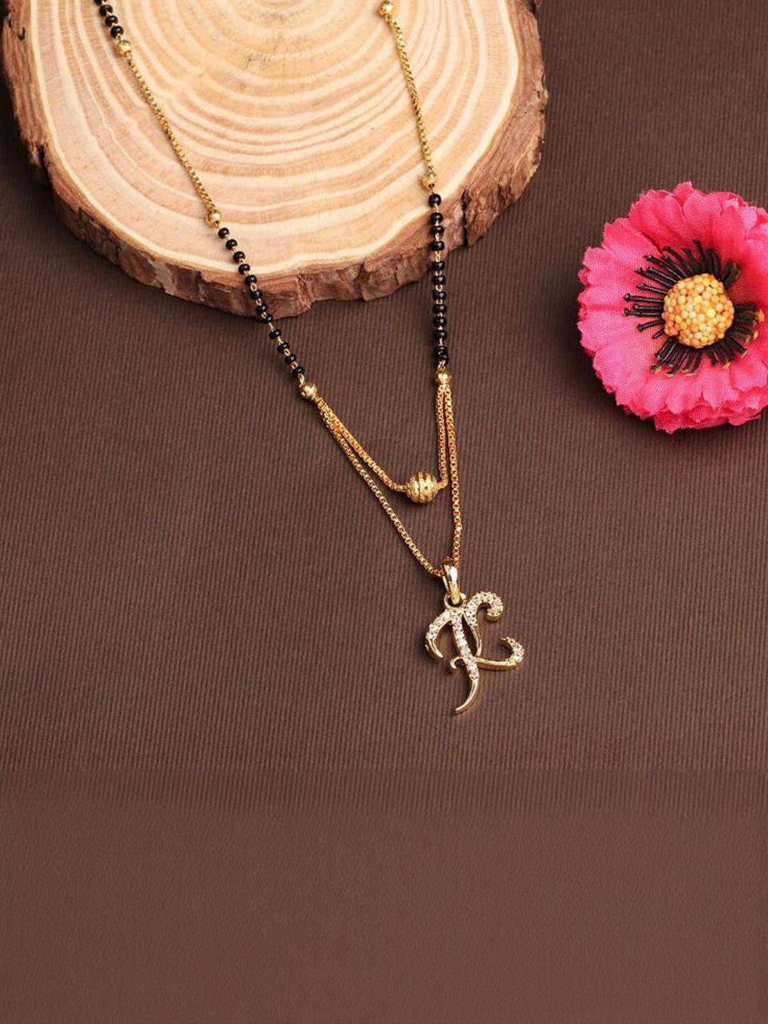 CLONEO Gold-Plated Double Layered K Letter Artificial Stones Mangalsutra