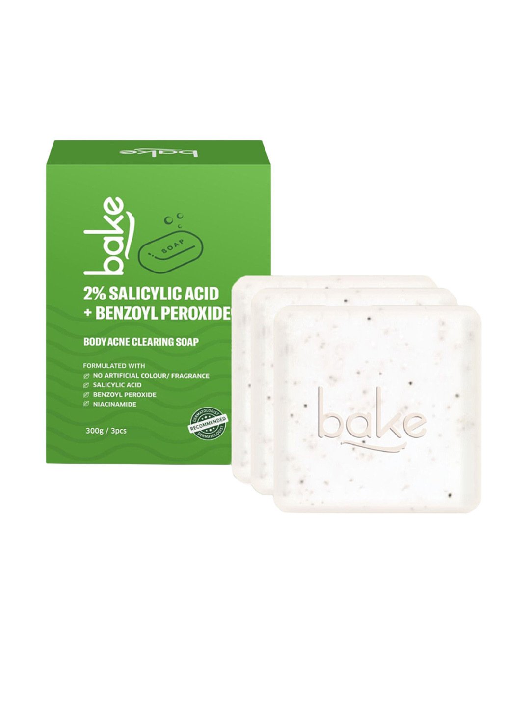 BAKE Set Of 3 2% Salicylic Acid Body Acne Clearing Soap With Niacinamide - 100 g Each