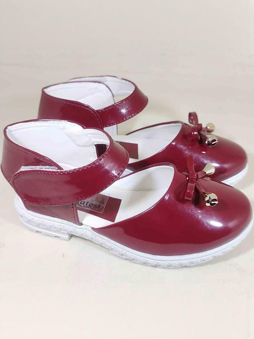 NEW LATEST Girls Leather Shoe Type Sandals With Bow Detailing