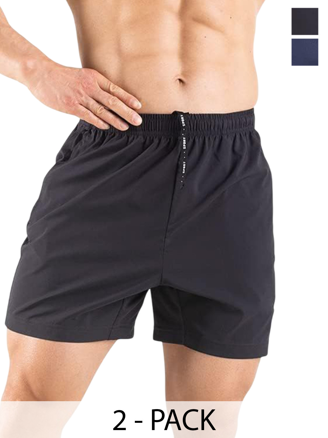 U360 Men Pack Of 2 Mid-Rise Boxer Shorts U360_Shorts_Combo_A_Navy&Black_S