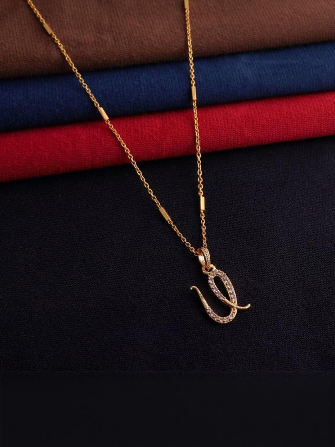 CLONEO Women Alloy Gold-Plated U-Shaped Letter Pendant