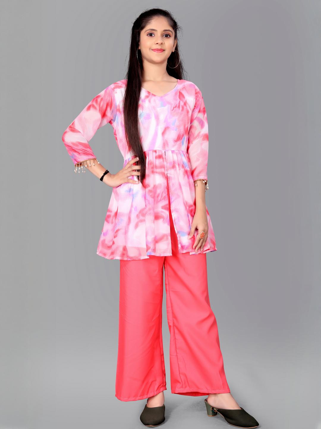 kachhot Pink Poly Georgette Clothing Set