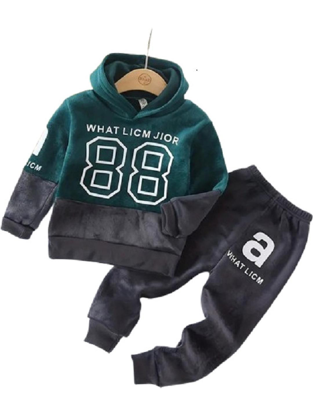 Kwikk Kids Printed Hooded Sweatshirt and Jogger