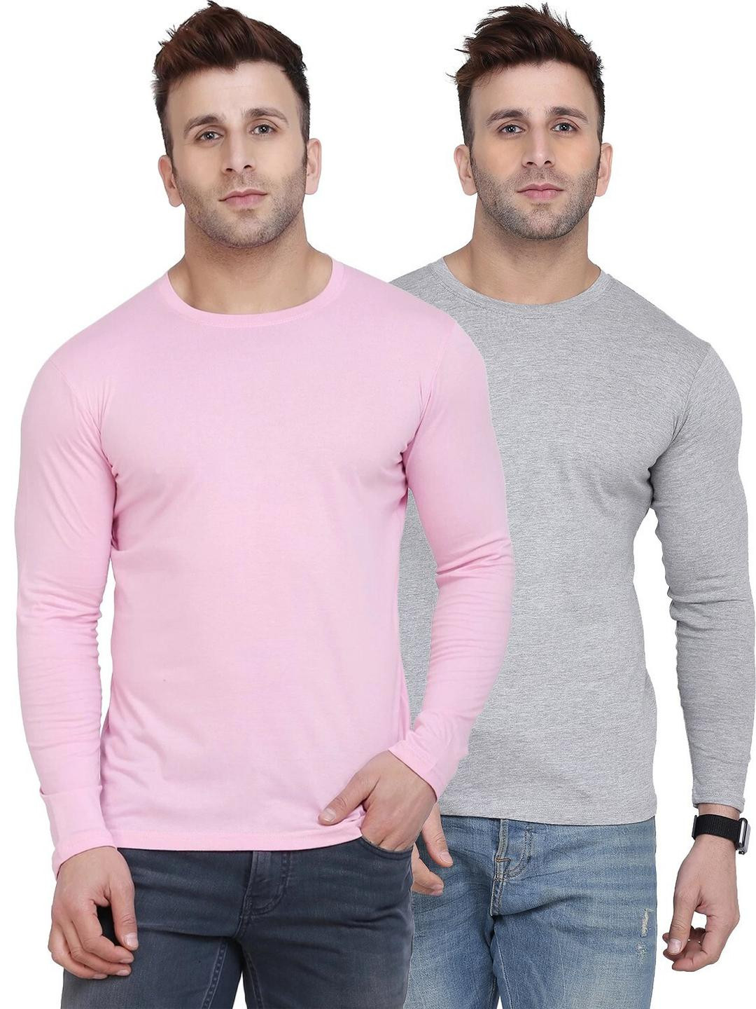 Kroptee Men Pack of 2 Cotton Full Sleeve T-shirt